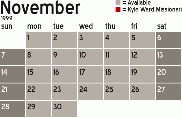 Missionary Dinner Calendar