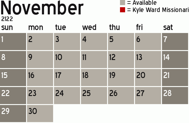 Missionary Dinner Calendar
