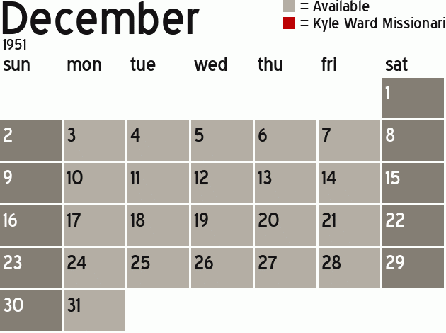 Missionary Dinner Calendar