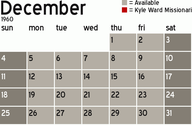 Missionary Dinner Calendar