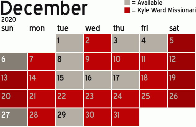 Missionary Dinner Calendar