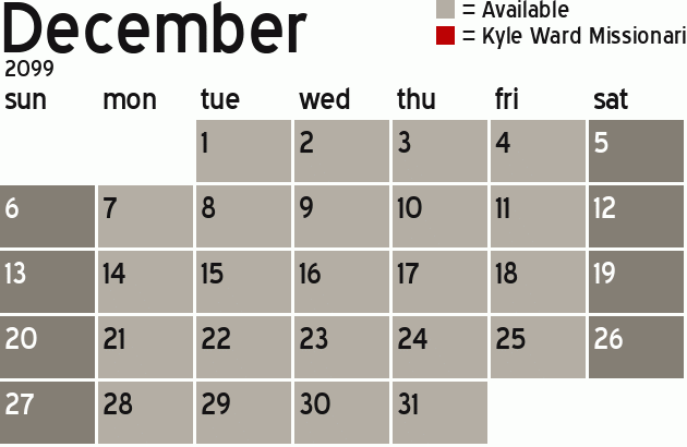 Missionary Dinner Calendar